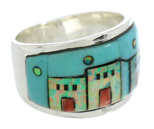 Native American Design Silver Multicolor Ring Size 5-3/4 YS73172