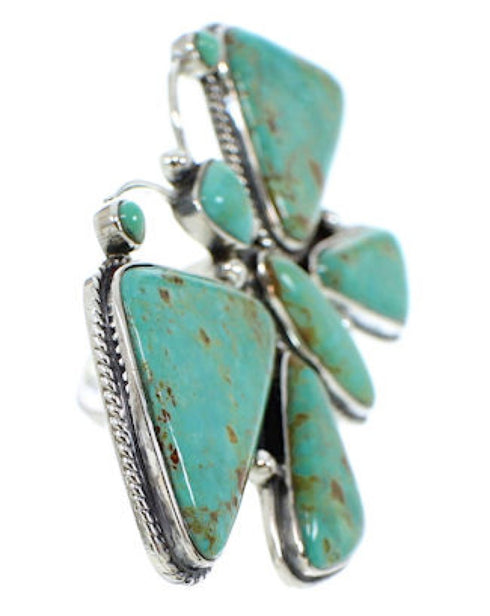 Silver Large Statement Jewelry Butterfly Turquoise Ring Size 7 PS72909