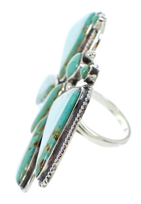 Silver Large Statement Jewelry Butterfly Turquoise Ring Size 7 PS72909