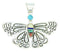 Southwest Multicolor Sterling Silver Butterfly Pendant Jewelry DW72891