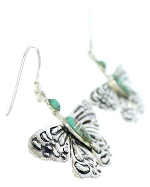 Southwestern Turquoise Sterling Silver Butterfly Earrings DW73013