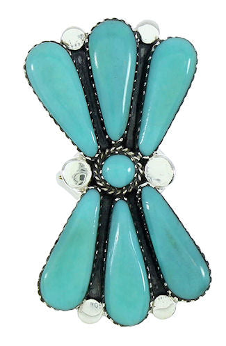 Large Statement Piece Silver Jewelry Turquoise Ring Size 7-1/2 BW74464