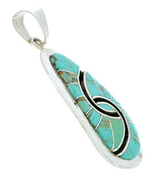 Southwestern Turquoise Inlay Sterling Silver Pendant AX23434
