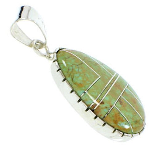 Southwest Turquoise Inlay Genuine Sterling Silver Pendant BW74370