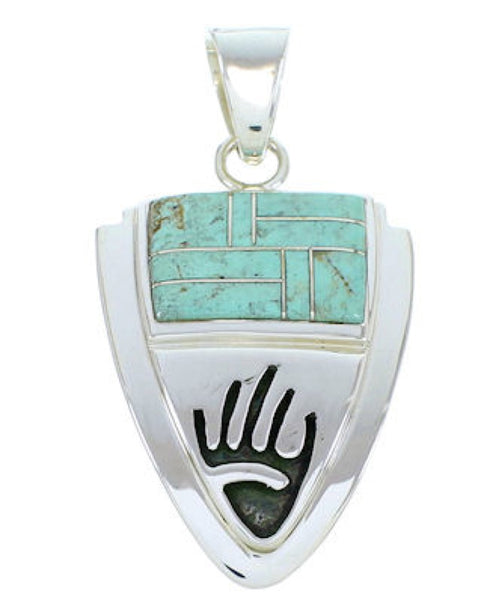 Southwest Turquoise Hand Sterling Silver Pendant YS73184