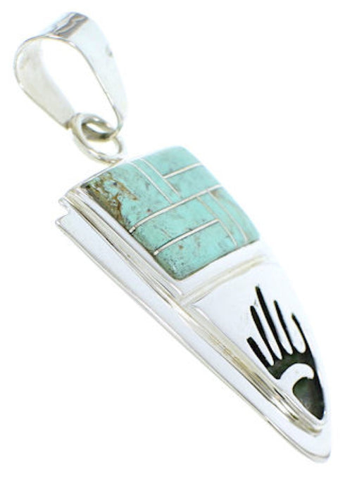 Southwest Turquoise Hand Sterling Silver Pendant YS73184