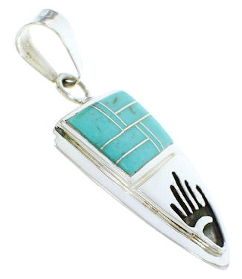 Southwest Hand Turquoise Inlay And Silver Pendant YS73192