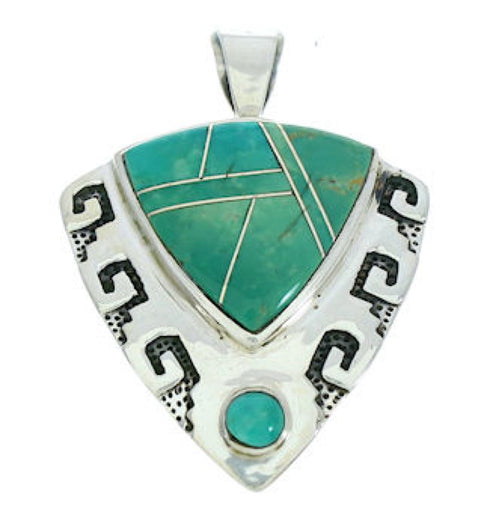 Turquoise Inlay Jewelry Southwestern Sterling Silver Pendant GS75883