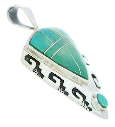 Turquoise Inlay Jewelry Southwestern Sterling Silver Pendant GS75883