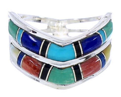 Southwest Multicolor Silver Ring Size 7-1/4 GS73850