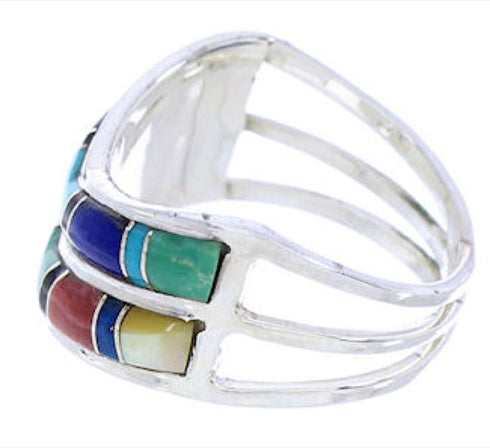 Southwest Multicolor Silver Ring Size 7-1/4 GS73850