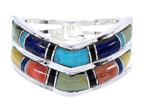 Multicolor Southwest Sterling Silver Ring Size 7-1/2 GS73928