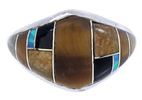 Multicolor Inlay Sterling Silver Southwest Ring Size 5 GS74209