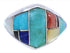 Genuine Silver Multicolor Inlay Ring Size 5-1/2 GS74105