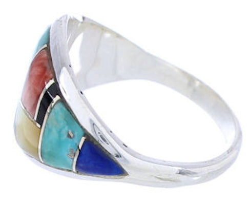 Genuine Silver Multicolor Inlay Ring Size 5-1/2 GS74105