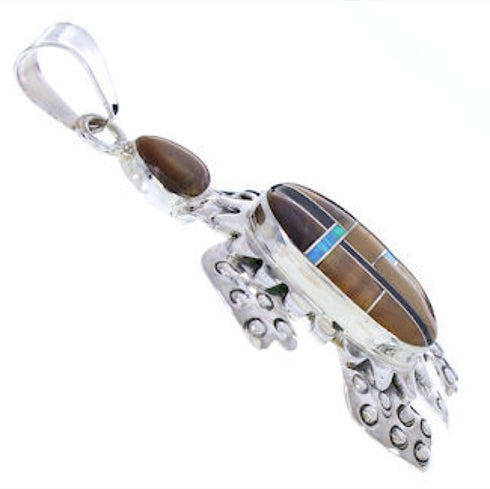Tiger Eye Multicolor Inlay Turtle Pendant AX23691