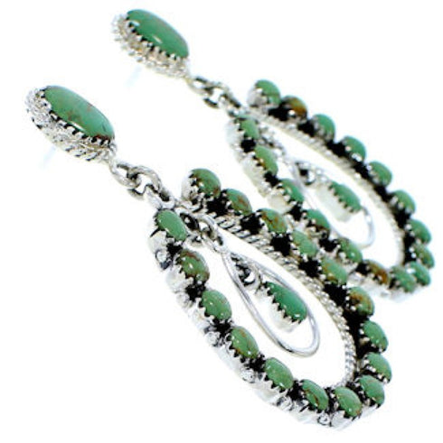 Southwestern Silver Turquoise Post Dangle Earrings MW73494