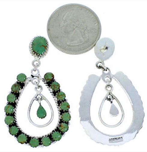 Southwestern Silver Turquoise Post Dangle Earrings MW73494