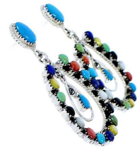Sterling Silver Jewelry Multicolor Post Dangle Earrings MW73447