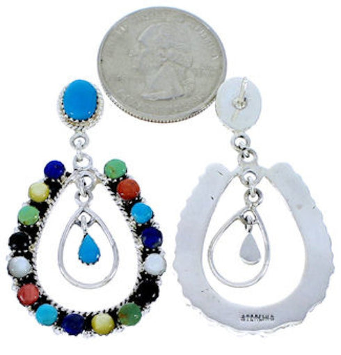 Sterling Silver Jewelry Multicolor Post Dangle Earrings MW73447