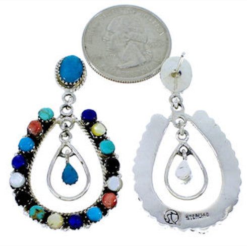 Silver Multicolor Post Dangle Earrings MW73475