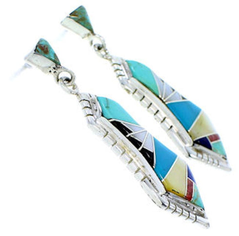 Multicolor Jewelry Southwest Sterling Silver Post Earrings MW73498
