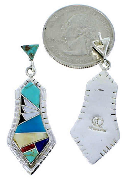 Multicolor Jewelry Southwest Sterling Silver Post Earrings MW73498