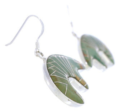 Sterling Silver Jewelry Bear Turquoise Hook Dangle Earrings PX31058