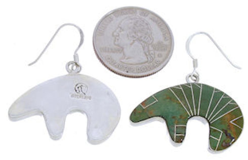 Sterling Silver Jewelry Bear Turquoise Hook Dangle Earrings PX31058