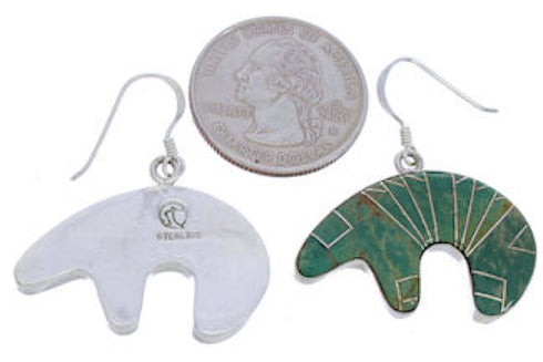 Silver And Turquoise Bear Southwestern Hook Dangle Earrings PX31074