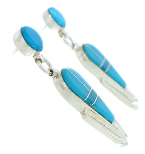 Southwestern Turquoise Inlay Post Dangle Earrings BW73741