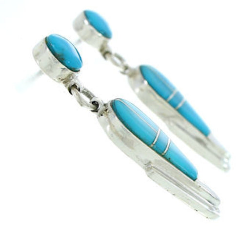 Sterling Silver Jewelry Turquoise Inlay Post Dangle Earrings BW73753