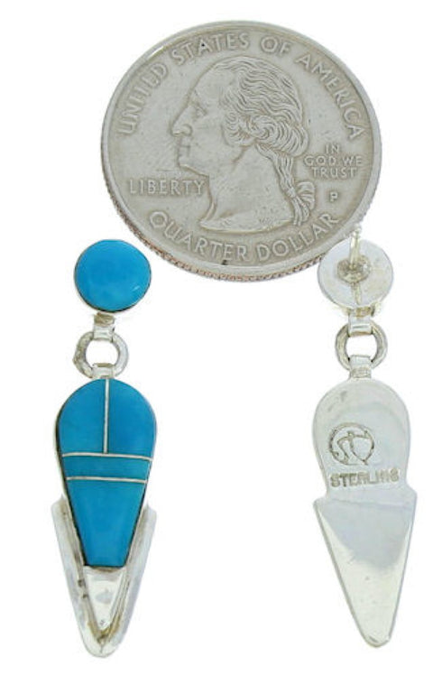 Southwestern Jewelry Turquoise Post Dangle Silver Earrings BW73761