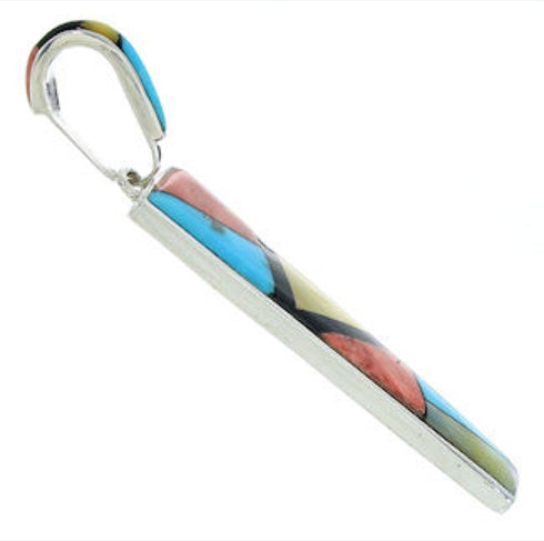Sterling Silver And Multicolor Inlay Southwest Pendant BW76006