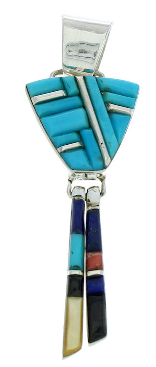 Turquoise And Multicolor Inlay Southwest Pendant BW76063