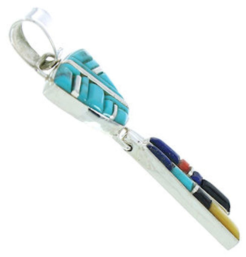 Southwest Turquoise And Multicolor Inlay Slide Pendant BW76071