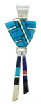 Sterling Silver Jewelry Turquoise Multicolor Inlay Pendant BW76074