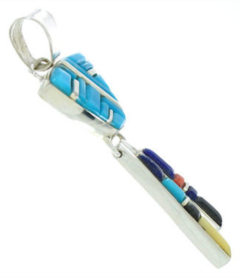 Sterling Silver Jewelry Turquoise Multicolor Inlay Pendant BW76074