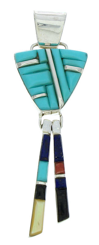 Southwest Turquoise And Multicolor Inlay Slide Pendant BW76076