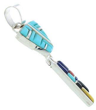Southwest Turquoise And Multicolor Inlay Slide Pendant BW76076
