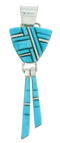 Turquoise Inlay Southwestern Silver Pendant BW76080