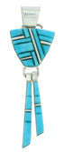 Turquoise Inlay Southwestern Silver Pendant BW76080
