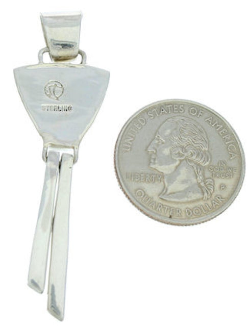Turquoise Inlay Southwestern Silver Pendant BW76080