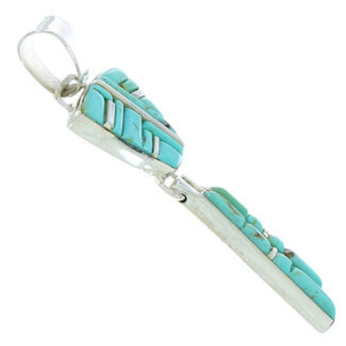 Genuine Sterling Silver Turquoise Inlay Jewelry Pendant BW76103