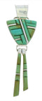 Sterling Silver Turquoise Inlay Southwest Slide Pendant BW76109