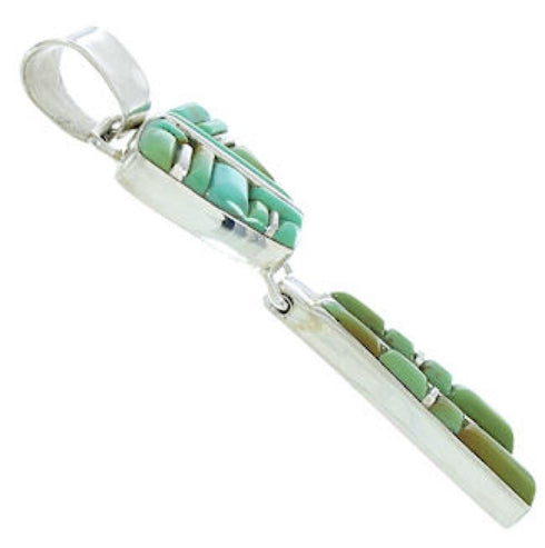 Sterling Silver Turquoise Inlay Southwest Slide Pendant BW76109