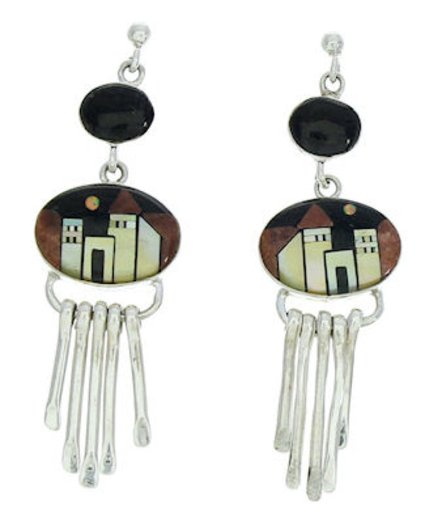 Multicolor Native American Pueblo Or Village Design Earrings MW73317