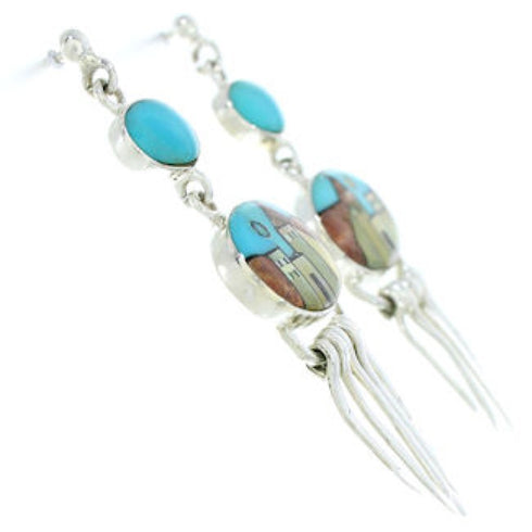 Native American Pueblo Or Village Design Multicolor Earrings MW73316
