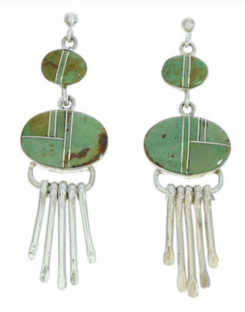 Turquoise Sterling Silver Jewelry Post Dangle Earrings MW73337