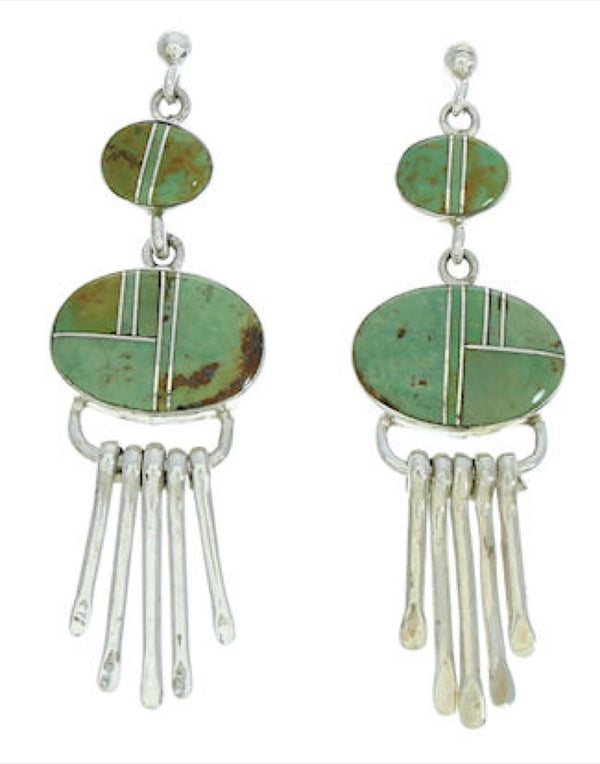Turquoise Sterling Silver Jewelry Post Dangle Earrings MW73337